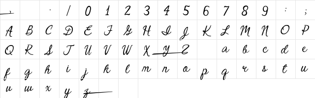 Crystal Heart Regular  glyph index