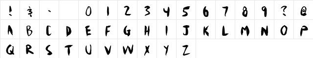 Mudshovel Regular  glyph index