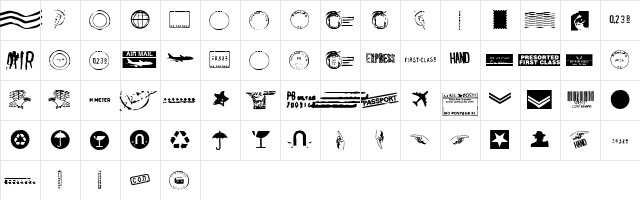 AirMail Regular  glyph index