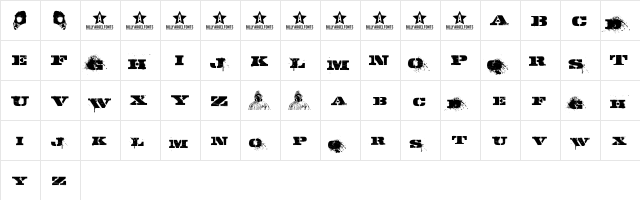 GASMASK Regular  glyph index
