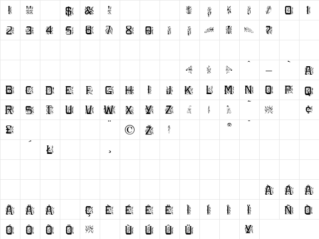 Arboret Normal  glyph index