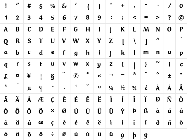 ClubTypeMercurius-Medium Medium  glyph index