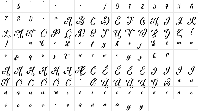 Umbrella Market Regular  glyph index