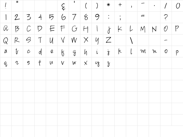 2Peas YoYo Regular  glyph index