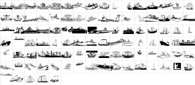 MarineBats Regular  glyph index
