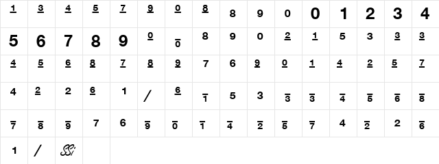 Context Fractions SSi Fractions Bold  glyph index