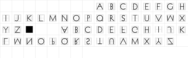 XperimentypoThree Squares  glyph index