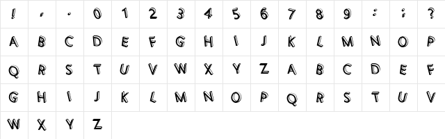 3D Letters Shadow Inverted Regular  glyph index