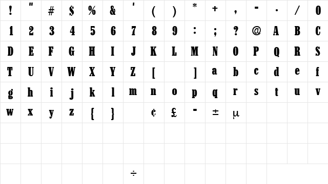 QuesadaDisplaySSK Regular  glyph index