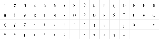 Cuttie Demo Regular  glyph index