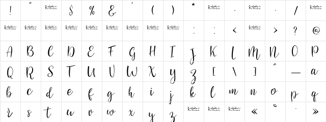 Sanies Script Regular  glyph index