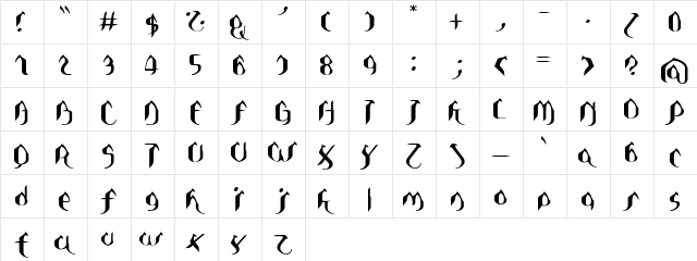 Asie Regular  glyph index
