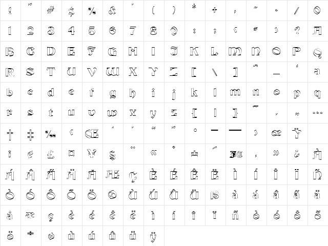 BasilikaOpen Regular  glyph index