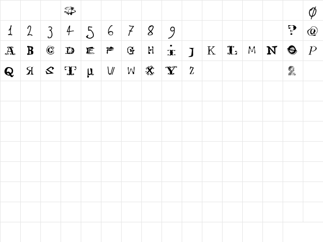 KitschLiebe Italic  glyph index