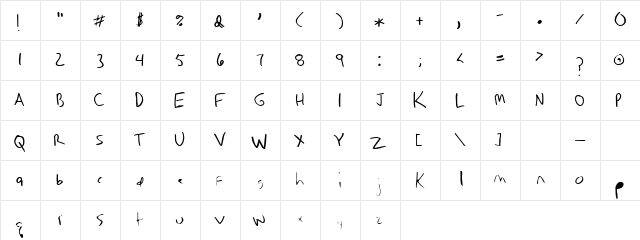Galgy Regular  glyph index