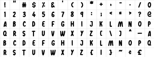 Dreamwalks Regular  glyph index