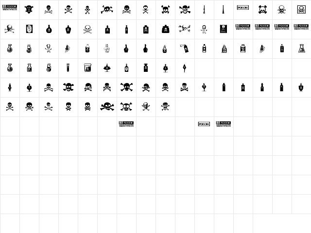 Vintage Poison Regular  glyph index