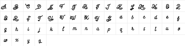 Billgis Regular  glyph index
