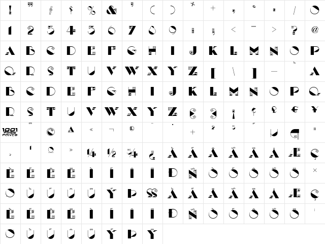 Labyrinth NF Regular  glyph index