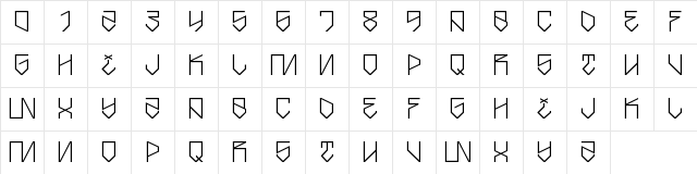 Strike Back Regular  glyph index