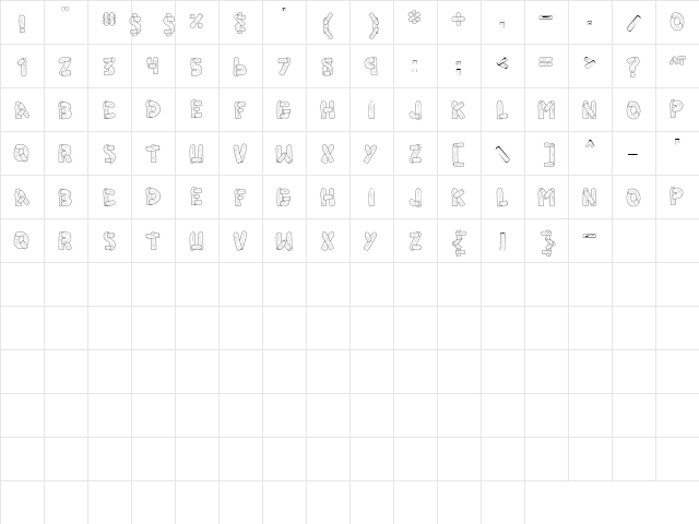 CK Picket Fence Regular  glyph index