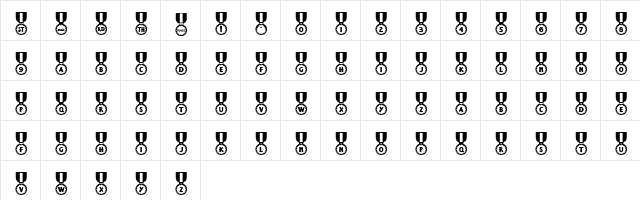 KR Medal Of Honor Regular  glyph index