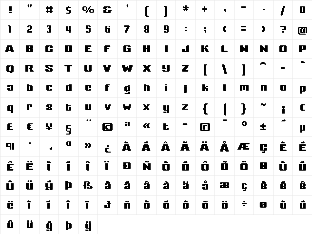 Sneakers Pro Medium  glyph index