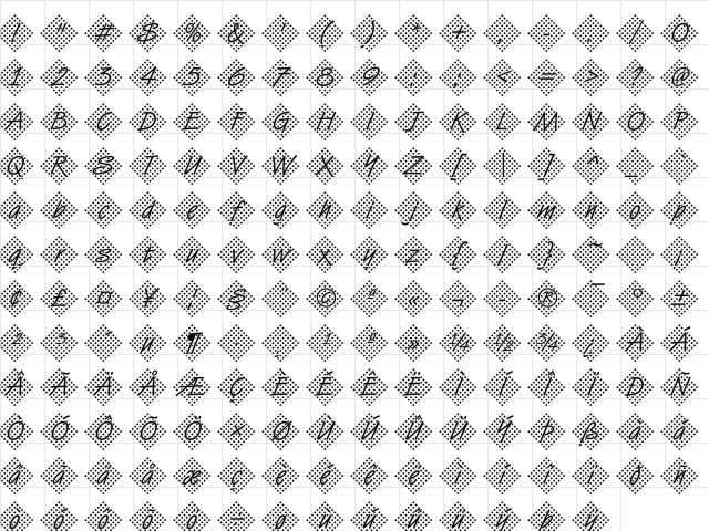 VanDijk45 Becker Regular  glyph index
