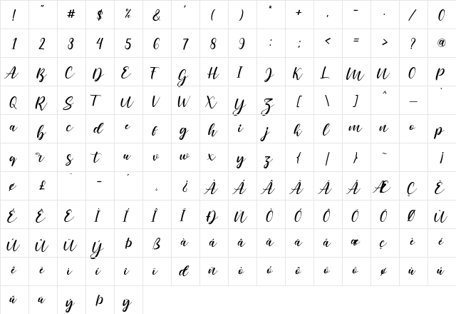 dear love - personal use Regular  glyph index