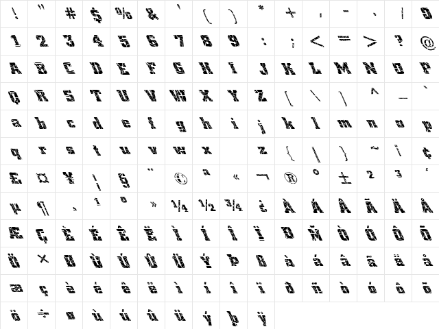 FZ BASIC 53 CRACKED LEFTY Normal  glyph index