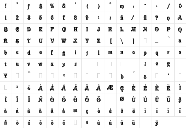 Victorian Inline Shaded LET Plain  glyph index