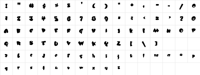 Beeeens Regular  glyph index