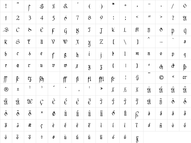 MA Gotbuch DB Normal  glyph index