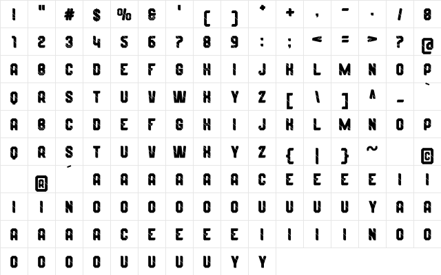 Wynford Solid Alt. Regular  glyph index