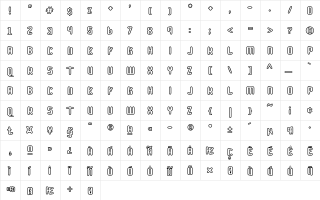 Drone Regular  glyph index
