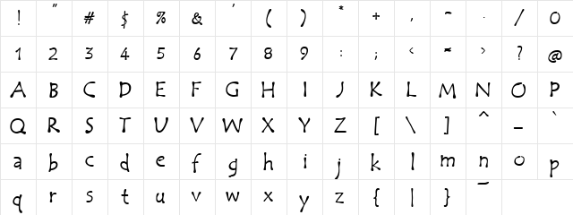 PC QTip Regular  glyph index