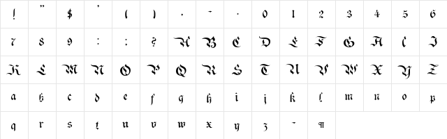 CallifontsE48PostScript Regular  glyph index