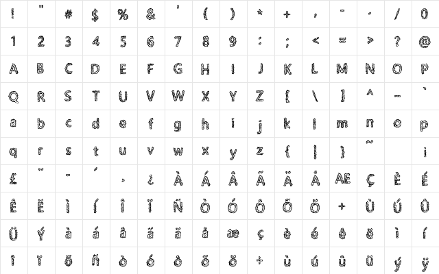 RoughPath Regular  glyph index