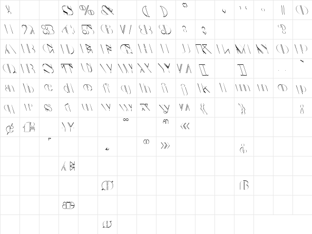 Customs 2 Regular  glyph index