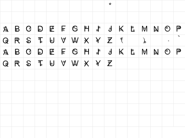 petty1.0 Regular  glyph index