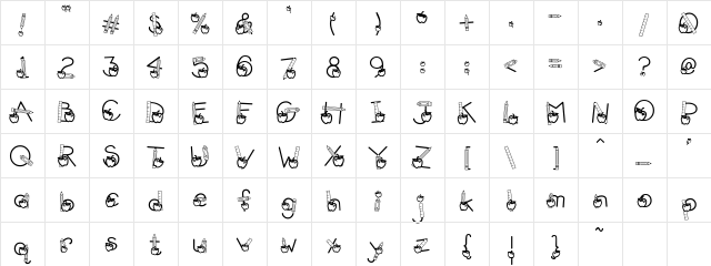 PC Kool Skool Regular  glyph index