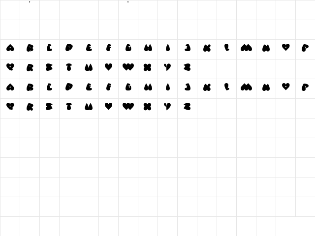 valentine's day Regular  glyph index