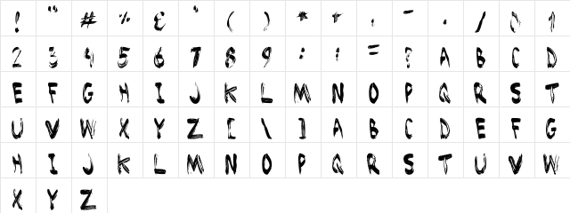 Brushed Regular  glyph index