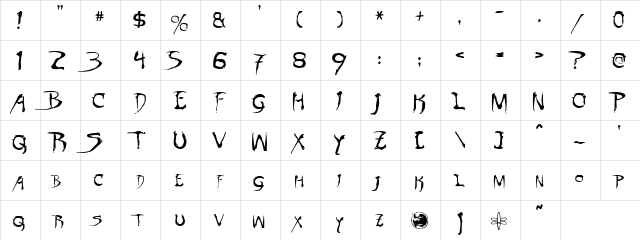 Cats Tail Regular  glyph index