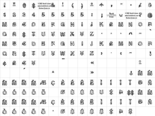 Joggle DEMO Regular  glyph index