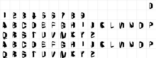 Foldz Regular  glyph index