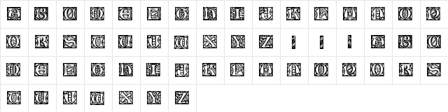 Gloucester Initialen Regular  glyph index