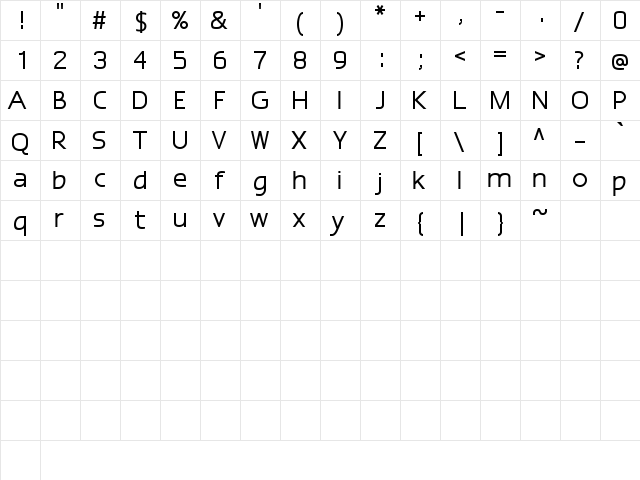 Epsy Sans Regular  glyph index