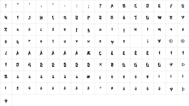 FZ WACKY 44 Normal  glyph index