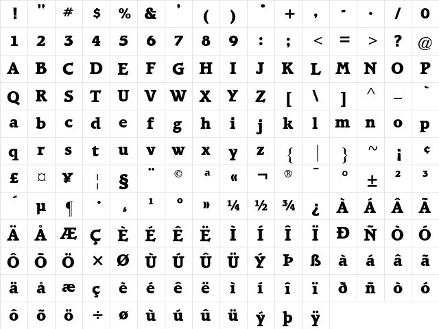 ATBramley Regular  glyph index